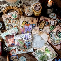 빈티지 미니 꽃 나비 레이스 조각 PET 다꾸 스티커 8종, 1.넘버 (ST-2914)