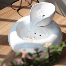 행운의 미니분수대 물레방아 인공폭포 물소리 실내정원만들기 풍수 도자기 흐르는 물 장식품 새끼 고양이, 07 G