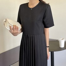 바보사랑 겟잇미 일이 라운드넥 플리츠 주름 반팔 롱원피스 .겟잇미