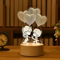로맨틱 러브 3D 아크릴 Led 램프 홈 어린이 야간 조명 테이블 생일 파티 장식 발렌타인 데이 침대 옆, 01 USB Warm White, Girl Boy_Warm White