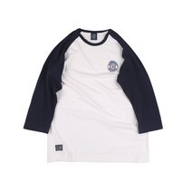 슈가포인트 남성 7부 티셔츠 / 순면 카프리 티셔츠 / 남자 라운드넥 7부 티셔츠 Maden - White/Bk.Navy
