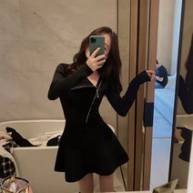[예쁨시전] 봄 가을 슬림핏 지퍼 스타일 숏 원피스