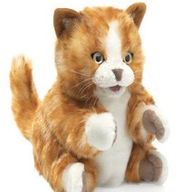 고급 손인형 노란 얼룩고양이 손인형극 핸드퍼펫