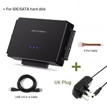 케이블 USB 3.0-SATA IDE 3 케이블 SATA-USB 어댑터 2.5/3.5 인치 외장 SSD HDD 컨버터 PC 맥북용 하드, 03 UK Adapter_01 100cm