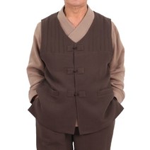 만덕몰 봄 가을/겨울 남성 면 골지 핀턱 자수 3ps(머플러 포함) 개량 생활한복 절복 법복