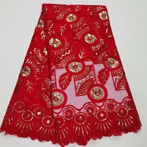 인도원단 아프리카 레이스 원단 웨딩 YYZ8967 최신 레드 인도 사리 튤 3D 스팽글, 01 1_01 5 야드_01 5 码