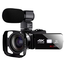 캠코더 렌즈 후드가있는 실제 4k wifi 야간 투시경 3.0 인치 lcd 터치 스크린, 4K 카메라, 64G SD 카드