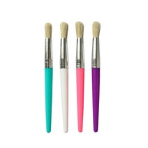 10 색 세척 컵 브리 슬 낙서 그림 멧돼지 브러쉬 라운드 헤드 플라스틱 막대 세트, [03] 4 brushes
