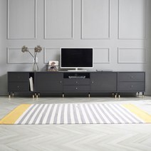 디셈버 LPM 2단 TV거실장 세트 오피스텔 티비장 거실장식장 TV장세트, 1800TV장+600협탁(서랍)+600협탁(오픈), 다크그레이