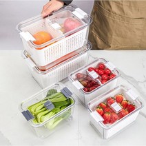 야채&과일을 갓 수확한듯한 에어홀 탈수 바스켓 냉장 보관용기 플라스틱 보관함
