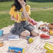 [기회공작소] 세련된 디자인의 체크무늬 대형 돗자리/캠핑돗자리/옥스퍼드돗자리/피크닉매트, 돗자리 옐로우 대형