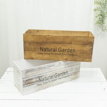 직사각 네추럴 가든박스 특대 빈티지 우든 나무 화분, White(화이트)