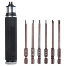 6 in 1 스크루 드라이버 수리 도구 키트 1.5mm 2.0mm 2.5mm 3.0mm RC FPV 레이싱 드론 용 올인원 육각 드라이버 핸드 세트, 하나, 블랙 & 브론즈