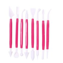 8Pcs 플라스틱 점토 조각 세트 왁스 도자기 도구 셰이퍼 폴리머 모델링 수공예 클레이, 01 빨간