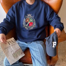 남녀공용 겨울 기모 오버핏 월계 자수 목안늘어나는 맨투맨