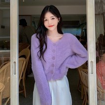 여성용 데일리 간절기 니트 기본 가디건 하늘비즈 A31 W730Y069