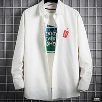 가바바 남성 빅사이즈 긴팔 남방 음료 로고로 귀여운 캐주얼 셔츠 5XL까지 G58817