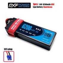 GTFDR-LiPo 배터리 2S 7.4V 6200mAh 80C-160C XT60 딘 RC 부품 하드케이스 1/8 1/10 자동차 버기 차량 트럭 탱크 보트, [10] 1PCS6200HARDEC5