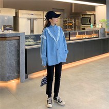 몽키네 SEVFBHYL 여성 여자 시크 가을 겨울 블라우스 셔츠 데님셔츠