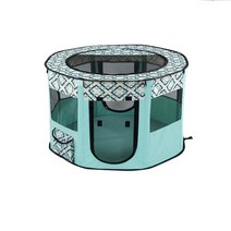 강아지놀이터 간식 방석 장난감 우드스틱 공 접이식 애완 동물 텐트 Playpen 인클로저 고양이 개 야외 울타, 01 Green_03 XL-110x110x60cm