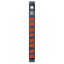 랙 마운트 멀티탭 48.3cm 19인치 1U 스위치 PDU 서지 보호 미터 100-250V/20A 모니터링 OLED 스크린 디스플레이 전류 전압 전원 8 콘센트 1.8m 6피트 튼, Orange
