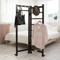 갤러리데코 접이식 원목 파티션 행거 스탠드 옷걸이, 월넛