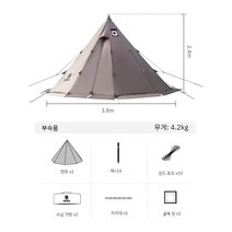 화목난로 텐트 티피 장박 쉘터 겨울 캠핑 동계 돔, 브라운