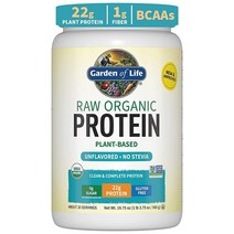 Garden of Life 로 오가닉 프로틴 파우더 언플레이버드 20회분 BCAA 글루텐 프리 논GMO 플랜트 베이스 슈가 프리, 20 Servings (Pack of 1), Unflavored