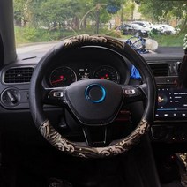 일본식 JDM 자동차 핸들 커버 전체 가죽 380mm 폭스바겐 혼다 현대 자동차 인테리어 액세서리, C