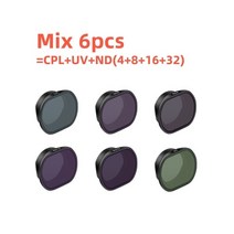 dji fpv nd 필터 cpl nd 필터 렌즈 nd4 8 16 32 편광 필터 len 보호 커버 fpv uv 필터 드론 액세서리, 6pcs 믹스