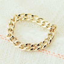 러브골드 14K골드 3.5mm 할로우 일반 체인 반지 볼륨 심플 민자 금 여자 학생 남자 커플링 우정 링