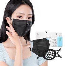 일상공감 숨편마스크 고리형 KF94 + 편해보게 마스크가드 5개 세트, 블랙, 50매