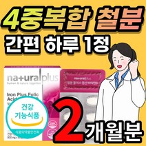 철 철분 엽산 비타민D 비타민 비 B12 혈액 피 생성 에 필요 2개월 4개월 6개월 분 + 알약케이스 증정, 60정, 1개