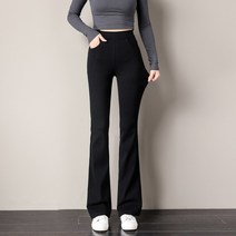 쁘띠꼬모 여자 부츠컷 밴딩 나팔 바지 여성 스판 슬림핏 블랙 팬츠