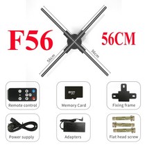 3D HD 홀로그램 팬 프로젝터 와이파이 40-65cm LED 사인 플레이어 지원 이미지 비디오 샵 바 파티 광고 디스플레이, 56cm, 우리 플러그