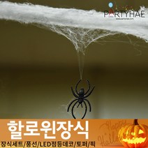 (주)파티해 할로윈 장식2 D-G - 월데코 종이등 데코 행잉 호박 LED 거미줄, G02_거미줄-화이트