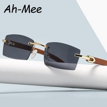 고급선글라스 Sqaure 브랜드 디자이너 선글라스 남성 여성 Sun Glasses 목재 프레임 Rimless Black Eyeglasses 패션 안경 Gafas De Sol