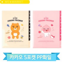 서류 분류 화일 A4 카카오 5포켓 인덱스 파일 L 홀더 포켓 문서 보관 수납, 라이언 (8809645638782)