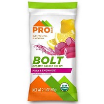 PROBAR - Bolt 유기농 에너지 츄 딸기 유전자 변형 성분 없음 글루텐 프리 USDA 인증 건강 고속 연료 구미젤리 (12개입), 핑크 레모네이드