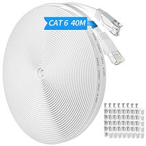 40m Cat 6 LAN 케이블 40미터 흰색 네트워크 케이블 고속 1Gbit/s 기가비트 이더넷 케이블 RJ45 인터넷 패치 케이블 PS5 PS4 Xbox One 라우터 TV 스위치 모뎀과 호환 가능 -14515, 검은색, 50미터