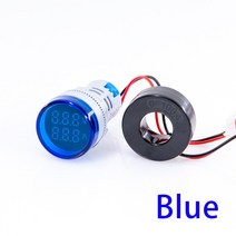 미니 디지털 전압계 전류계 22mm 라운드 ac 50-500v 0-100a 앰프 볼트 전압 테스터 미터 듀얼 led 표시기 파일럿 램프 라이트, 파란색, 교류 60-500v 0-100a