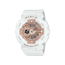 [BABY-G] 베이비지 빅페이스 BA-110-7A1DR 로즈골드 에나멜 화이트 지샥 여성시계