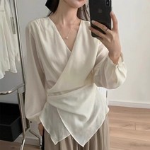 쏘루쏘 랩스트링블라우스 쉬폰블라우스 가을블라우스 랩브라우스 남방 하객룩