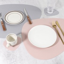 블리스홈 북유럽 귀여운 조약돌 실리콘 테이블 식탁 매트 + 컵받침포함, 2P, 그레이2P