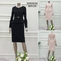 [미니멈] 투피스스타일 페플럼 벨티드 H 원피스 55 66 77 MWAGWO1120 BK