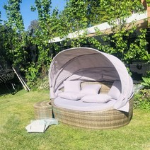 호텔 야외 수영장 카바나 cabana 썬베드 테라스 워터파크 풀빌라 워터파크 포토존 클램핑, 캐노피카바나_베이지+쿠션_그레이+테이블