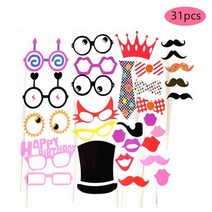 포토부스대여 새로운 미스터 부인 그냥 결혼 photobooth 사진 소품 촬영보조용품, 31pcs 생일 축하해