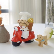 [도란몰] 스쿠터 주방장 장식품 베이커리 카페 장식인형, 장식인형 - 오토바이 주방장