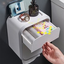 라온텐 무타공 욕실 벽걸이 휴지 걸이 케이스, 그레이화이트, 1개