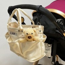 아기짐가방 쌍둥이 작은 기저귀 수납 가방 마실백 출산선물 고급 숄더백 외출 가방, 블랙+봉제곰